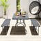 6 Feet Wood Grain HDPE Folding Table with Safety Lock and Metal Legs Perfect for Outdoor Use